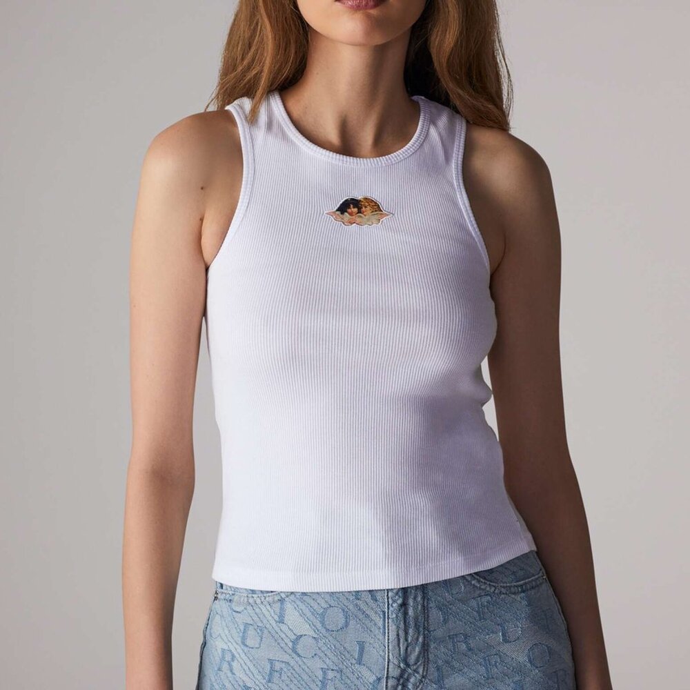 Fiorucci White 'Vest' Tank Top Angels S